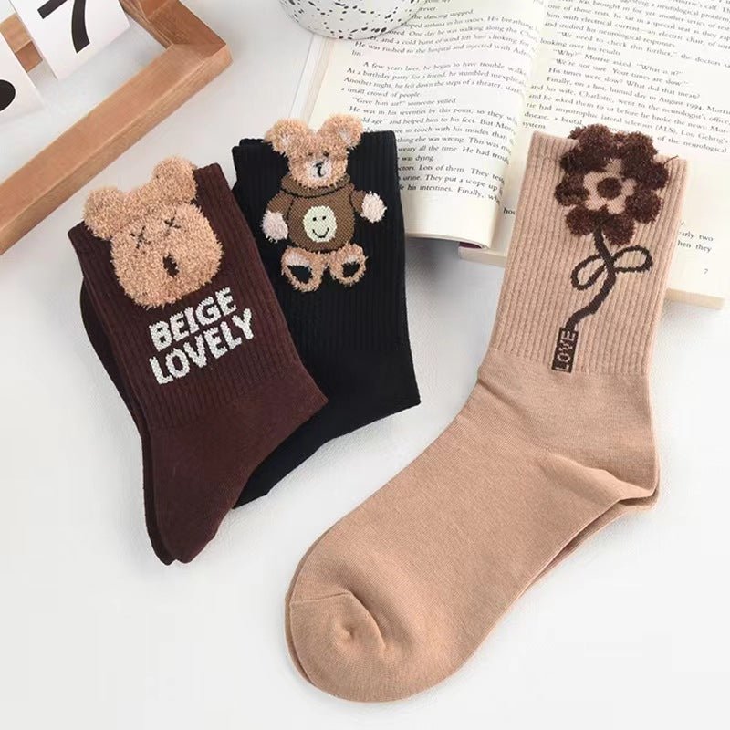 Three-dimensional Bear feather gauze socks