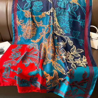 Multicolor Floral Printed High-Quality Satin Silk Scarf