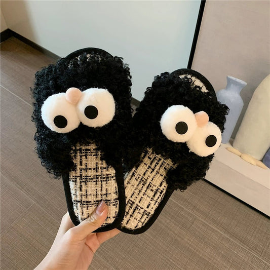 Thin Strips Cute & Comfortable Cartoon Wool Slippers