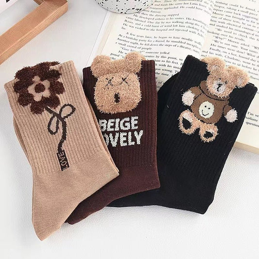 Three-dimensional Bear feather gauze socks