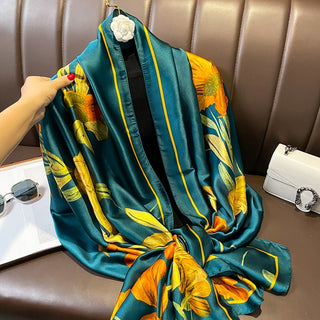 Stylish Wild Flower Floral Design Women's Silk Scarf