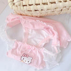 Soft Cute Hello Kitty Japanese Girl Thin Sweet Lace Anti Sagging Lingerie Set