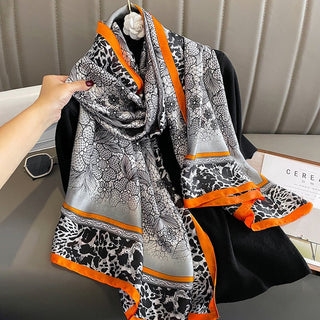 Summer Friendly Beautiful Floral Printed Satin Silk Scarf