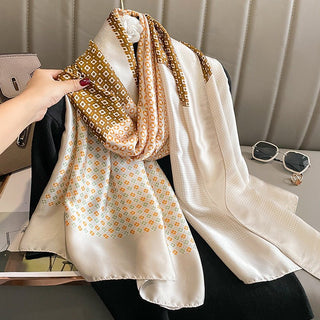 Korean version Geometric Pattern Printed Silky Smooth Scarves