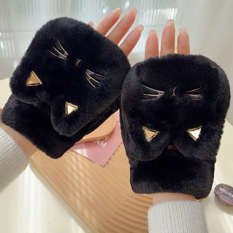 Cute Mittens With Cat Ears Winter Kitty Designer Flip gloves