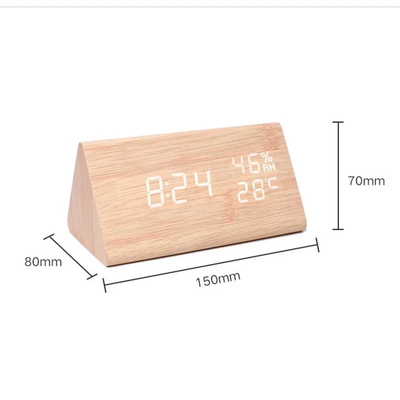 Digital LED Wooden Color Alarm Clock Table Decor Gift for Adults