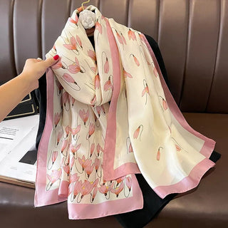 All Seasons Friendly Soft Long Satin Silk Scarf for Women