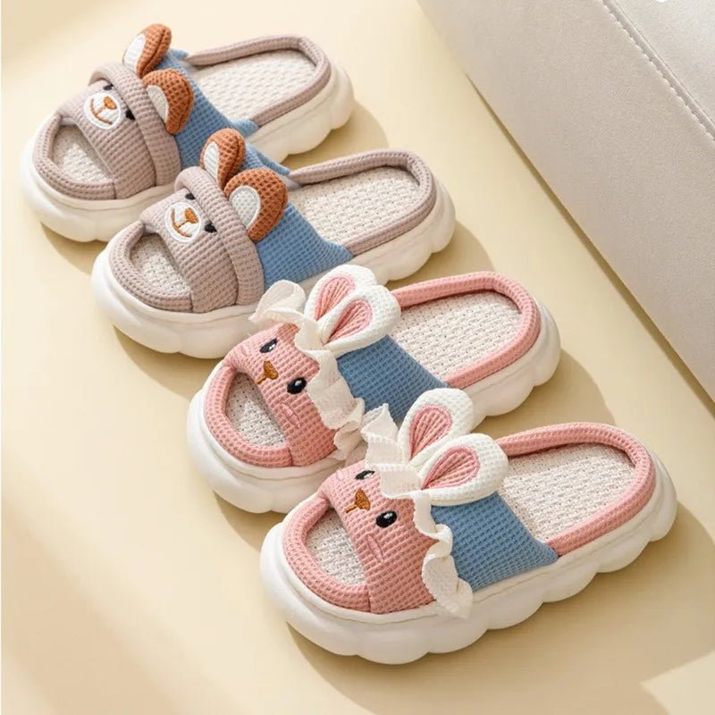 Women's Thick Sole Cute Rabbit Fluffy Warm Home Indoor Shoes