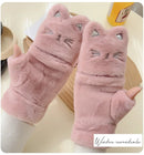 Cute Mittens With Cat Ears Winter Kitty Designer Flip gloves