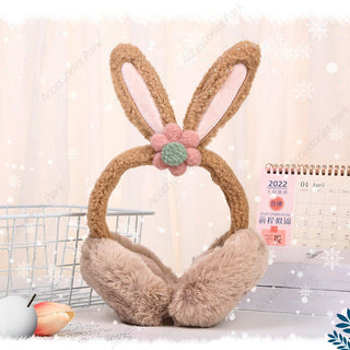 Cold Protection Cute Flower Plush Folding Earmuffs
